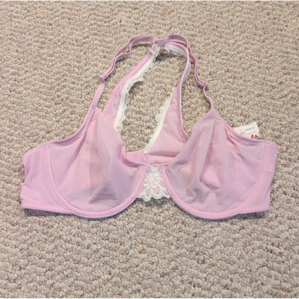 Aerie Real Happy Lace Mesh Bra Womens 34C Pink Floal Romantic Underwire
